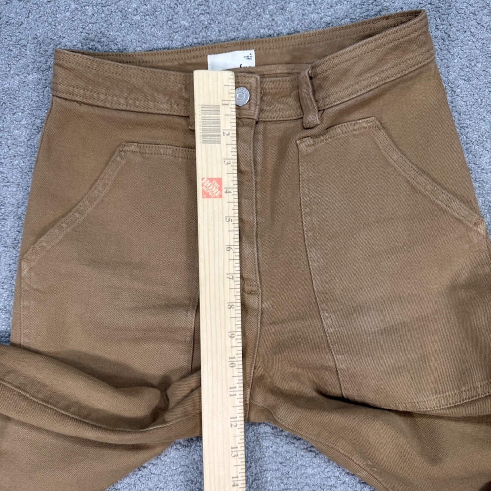 Wilfred Free Baggy Pants Women's 4 Brown Canvas Straight Leg High Rise Utiltiy - Picture 5 of 11